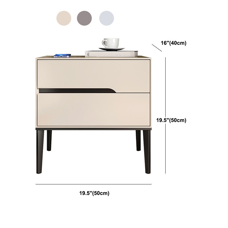 Comodino in legno massiccio mobile contemporaneo con 2 cassetti