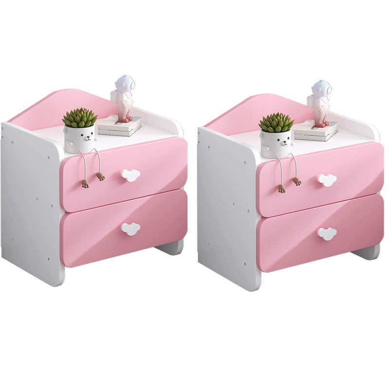 Contemporary Bedside Cabinet Night Table Lower Shelf Night Table for Bedroom White-Pink 2 Piece Set 2 Clearhalo 'Bedroom Furniture' 'furn' 'furn_night_stand' 'Furniture' 'night_stand' 'Nightstands' 5833341