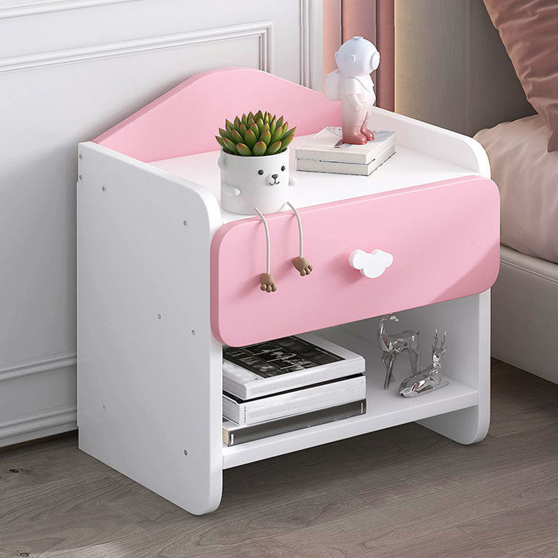 Contemporary Bedside Cabinet Night Table Lower Shelf Night Table for Bedroom White-Pink 1 Piece 1 Clearhalo 'Bedroom Furniture' 'furn' 'furn_night_stand' 'Furniture' 'night_stand' 'Nightstands' 5833342