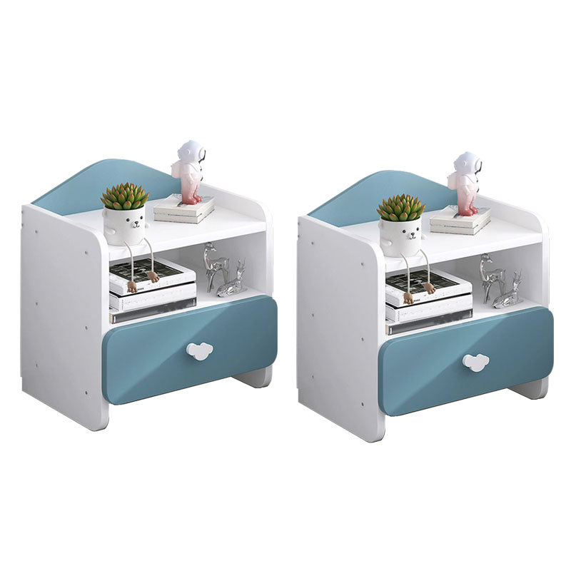 Contemporary Bedside Cabinet Night Table Lower Shelf Night Table for Bedroom Sky Blue 2 Piece Set 1 Clearhalo 'Bedroom Furniture' 'furn' 'furn_night_stand' 'Furniture' 'night_stand' 'Nightstands' 5833348