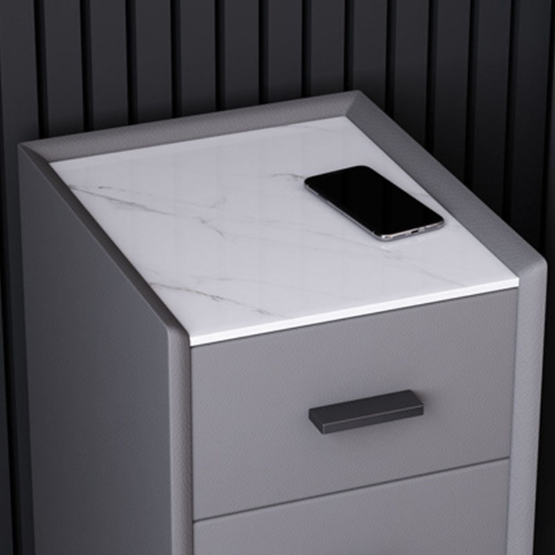 Table de nuit en pierre moderne 3 - Tablette de tiroir avec des jambes noires