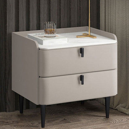 Tavolo da notte in pietra in pietra in pietra in legno massiccio contemporaneo con cassetti