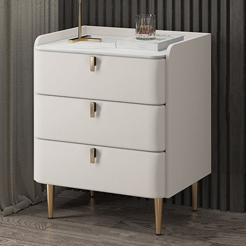 Tavolo da notte in pietra in pietra in pietra in legno massiccio contemporaneo con cassetti