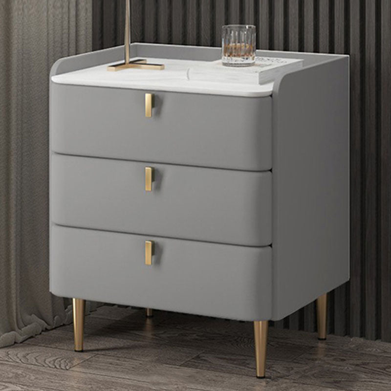 Tavolo da notte in pietra in pietra in pietra in legno massiccio contemporaneo con cassetti