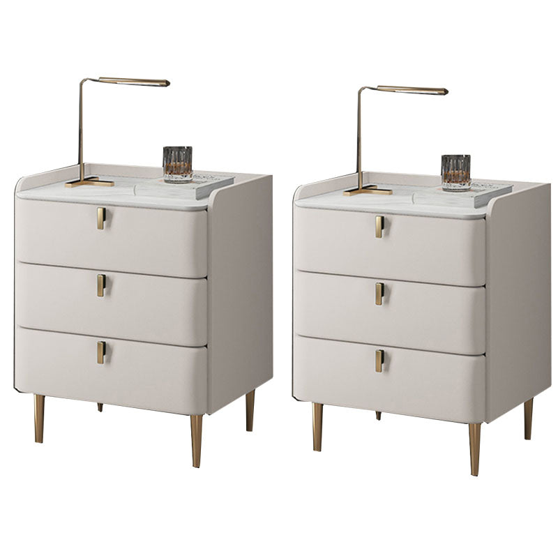 Tavolo da notte in pietra in pietra in pietra in legno massiccio contemporaneo con cassetti