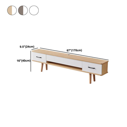 Nordic Wood Simple TV Stand 9.45 "D 2 cassetti TV Console