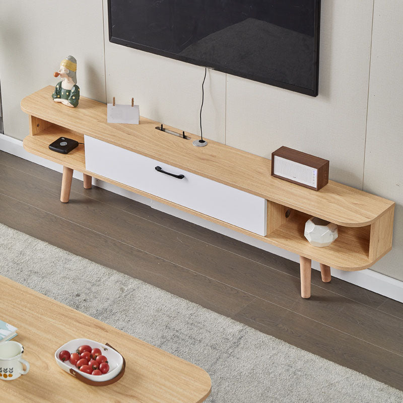 Wooden Media Console TV Stand Contemporary TV Media Stand with Door Wood Clearhalo 'furn' 'furn_tv_stands_entertainment_centers' 'Furniture' 'Living Room Furniture' 'TV Stands & Entertainment Centers' 'TV Stands & Media Storage Furniture' 'tv_stands_entertainment_centers' 5833786