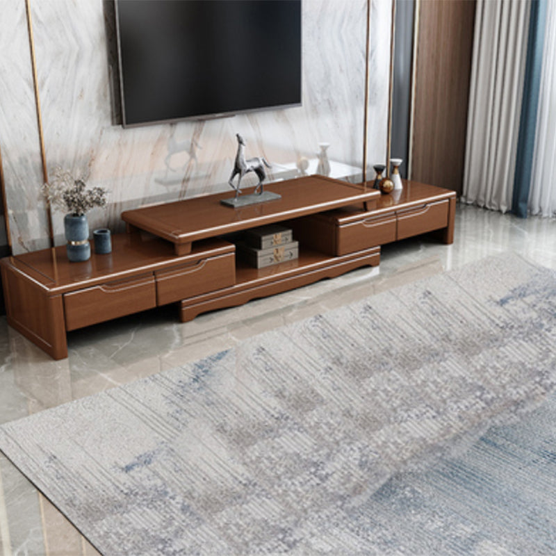 Rubberwood TV Stand Console Traditional TV Console with Drawers 71"L x 14"W x 16.5"H Walnut Clearhalo 'furn' 'furn_tv_stands_entertainment_centers' 'Furniture' 'Living Room Furniture' 'TV Stands & Entertainment Centers' 'TV Stands & Media Storage Furniture' 'tv_stands_entertainment_centers' 5833821