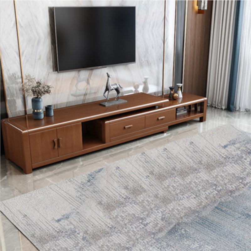 Rubberwood TV Stand Console Traditional TV Console with Drawers 83.5"L x 16"W x 16.5"H Walnut Clearhalo 'furn' 'furn_tv_stands_entertainment_centers' 'Furniture' 'Living Room Furniture' 'TV Stands & Entertainment Centers' 'TV Stands & Media Storage Furniture' 'tv_stands_entertainment_centers' 5833823