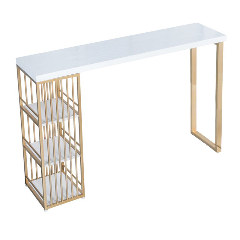 Glam 1/3 Pieces Bar Table Set Rectangle Wood Counter Table with High Stools for Cafe White 79"L x 16"W Clearhalo 'Bar Furniture' 'furn' 'furn_home_bar_bar_sets' 'Furniture' 'Home Bars & Bar Sets' 'home_bar_bar_sets' 'Kitchen & Dining Furniture' 5838324