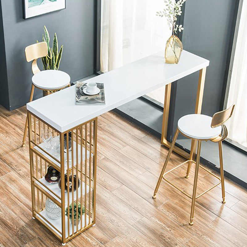 Glam 1/3 Pieces Bar Table Set Rectangle Wood Counter Table with High Stools for Cafe 3 Pieces: Table, 2 White Stools Clearhalo 'Bar Furniture' 'furn' 'furn_home_bar_bar_sets' 'Furniture' 'Home Bars & Bar Sets' 'home_bar_bar_sets' 'Kitchen & Dining Furniture' 5838332