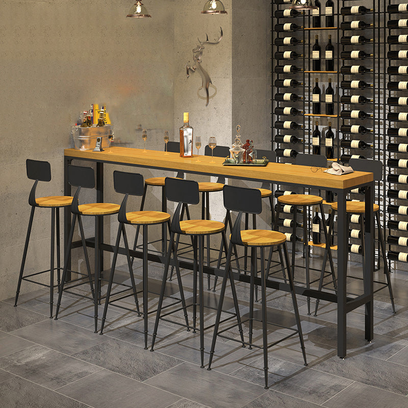 Industrial 1/2/6/11 Pieces Solid Wood Bar Table Set Rectangular Counter Set for Home Use 11 Pieces: Table, 10 Stools Clearhalo 'Bar Furniture' 'furn' 'furn_home_bar_bar_sets' 'Furniture' 'Home Bars & Bar Sets' 'home_bar_bar_sets' 'Kitchen & Dining Furniture' 5838342