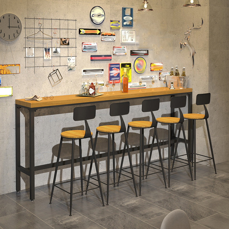 Industrial 1/2/6/11 Pieces Solid Wood Bar Table Set Rectangular Counter Set for Home Use 6 Pieces: Table, 5 Stools Clearhalo 'Bar Furniture' 'furn' 'furn_home_bar_bar_sets' 'Furniture' 'Home Bars & Bar Sets' 'home_bar_bar_sets' 'Kitchen & Dining Furniture' 5838345