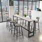 Industrial 1/2/7 Pieces Bar Table Set Rectangle Marble Counter Table with High Stools