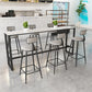 Industrial 1/2/7 Pieces Bar Table Set Rectangle Marble Counter Table with High Stools