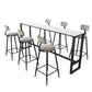 Industrial 1/2/7 Pieces Bar Table Set Rectangle Marble Counter Table with High Stools