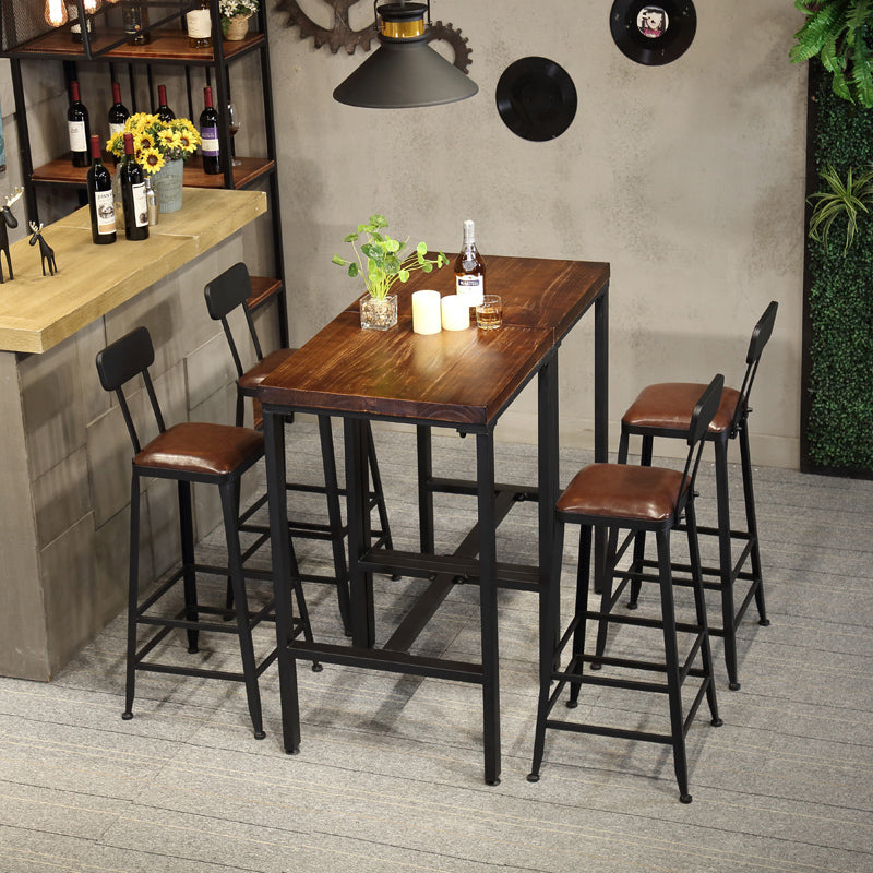 Juego de mesa de Bar Industrial de 1/3/4/5 piezas, mesa cuadrada de madera de pino para cafetería