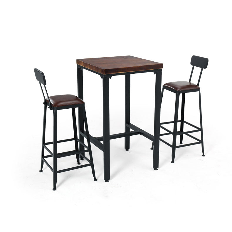 Juego de mesa de Bar Industrial de 1/3/4/5 piezas, mesa cuadrada de madera de pino para cafetería