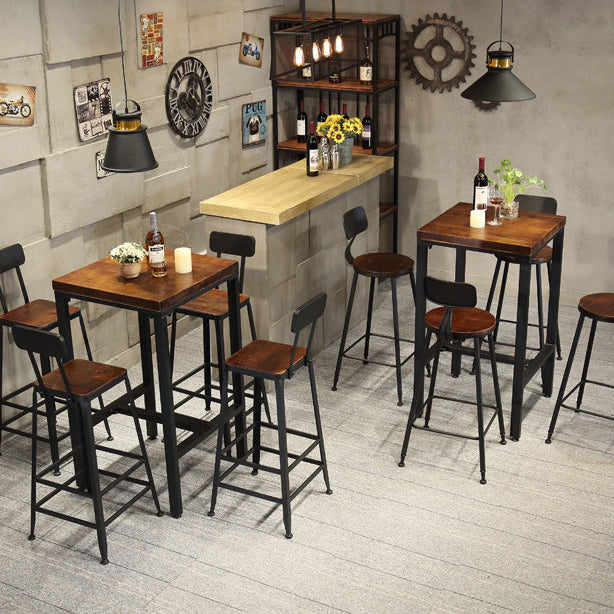 Juego de mesa de Bar Industrial de 1/3/4/5 piezas, mesa cuadrada de madera de pino para cafetería