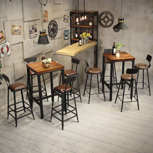 Juego de mesa de Bar Industrial de 1/3/4/5 piezas, mesa cuadrada de madera de pino para cafetería