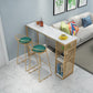 Nordic Glam 1/3 Pieces Bar Table Set Rectangle Marble Counter Table for Kitchen 3 Pieces: Table, 2 Green Stools Clearhalo 'Bar Furniture' 'furn' 'furn_home_bar_bar_sets' 'Furniture' 'Home Bars & Bar Sets' 'home_bar_bar_sets' 'Kitchen & Dining Furniture' 5838444