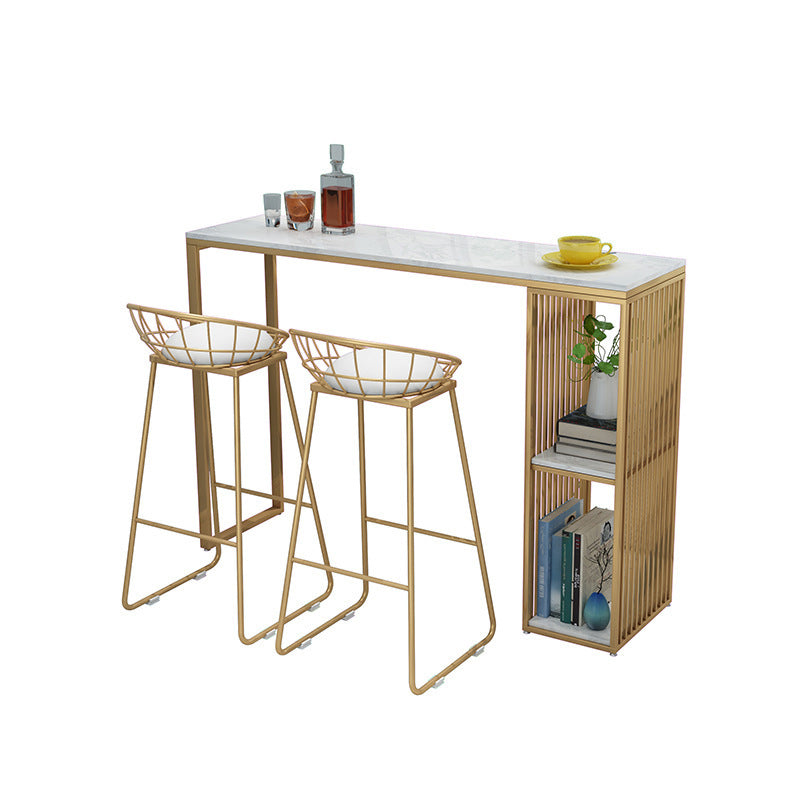 Nordic Glam 1/3 Pieces Bar Table Set Rectangle Marble Counter Table for Kitchen Clearhalo 'Bar Furniture' 'furn' 'furn_home_bar_bar_sets' 'Furniture' 'Home Bars & Bar Sets' 'home_bar_bar_sets' 'Kitchen & Dining Furniture' 5838450