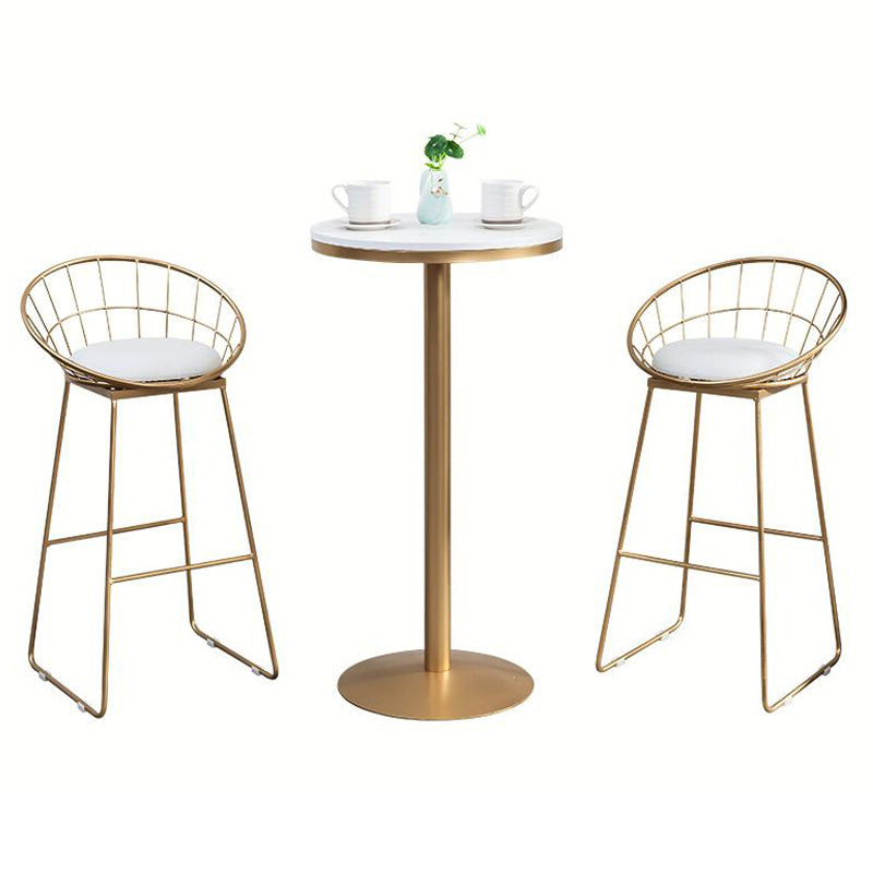 Glam 1/2/3 Pieces Faux Marble Bar Table Set Fixed Table Counter Set for Home Use Clearhalo 'Bar Furniture' 'furn' 'furn_home_bar_bar_sets' 'Furniture' 'Home Bars & Bar Sets' 'home_bar_bar_sets' 'Kitchen & Dining Furniture' 5838468