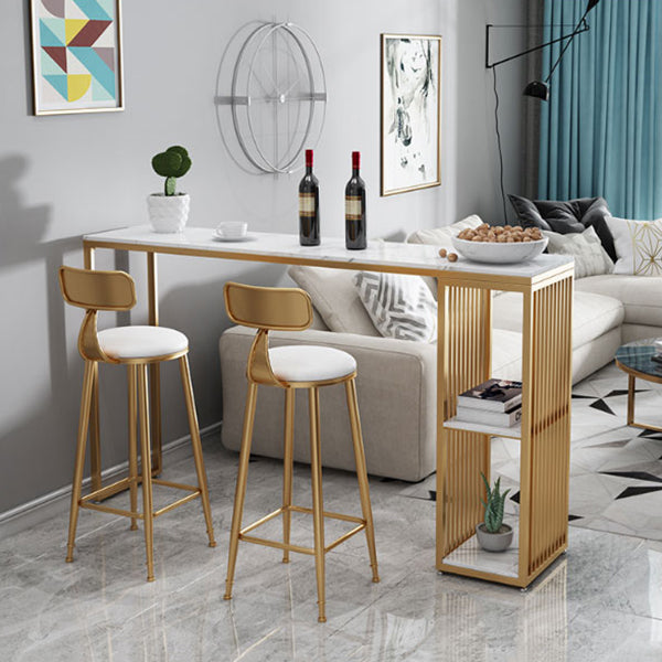 Glam 1/3 Pieces Bar Table Set Rectangle Marble Counter Table for Kitchen Clearhalo 'Bar Furniture' 'furn' 'furn_home_bar_bar_sets' 'Furniture' 'Home Bars & Bar Sets' 'home_bar_bar_sets' 'Kitchen & Dining Furniture' 5838477