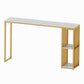 Glam 1/3 Pieces Bar Table Set Rectangle Marble Counter Table for Kitchen White 71"L x 16"W Clearhalo 'Bar Furniture' 'furn' 'furn_home_bar_bar_sets' 'Furniture' 'Home Bars & Bar Sets' 'home_bar_bar_sets' 'Kitchen & Dining Furniture' 5838481