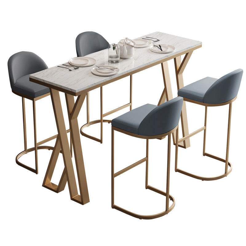 Juego de mesa de bar Glam, mesa de bar rectangular de piedra de 1/2/5 piezas con taburetes altos