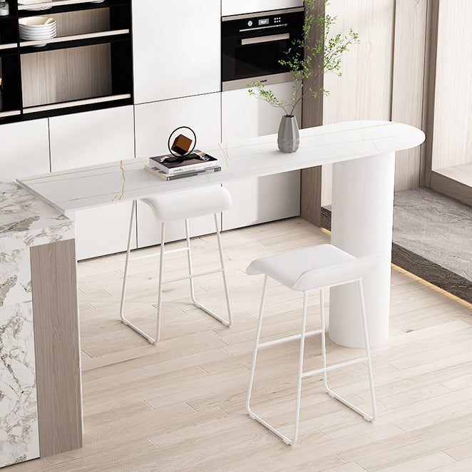 Modern 1/2/3/5 Pieces Bar Table Set Rectangle Stone Bar Table with High Stools 3 Pieces: Table, 2 White Stools Clearhalo 'Bar Furniture' 'furn' 'furn_home_bar_bar_sets' 'Furniture' 'Home Bars & Bar Sets' 'home_bar_bar_sets' 'Kitchen & Dining Furniture' 5838628