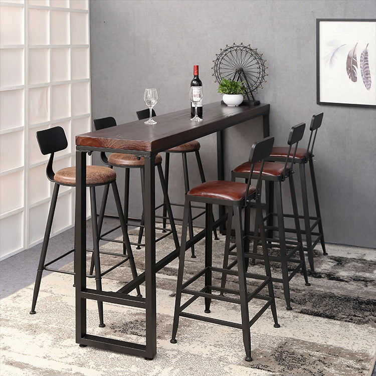 1/4/7 Pieces Industrial Rectangular Pub Table Set Wooden Counter Table with High Stools Clearhalo 'Bar Furniture' 'furn' 'furn_home_bar_bar_sets' 'Furniture' 'Home Bars & Bar Sets' 'home_bar_bar_sets' 'Kitchen & Dining Furniture' 5838675