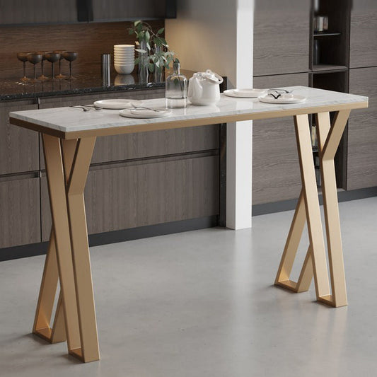 Tavolo da bistrot moderno con tavolo da bar in marmo bianco doppio piedistallo