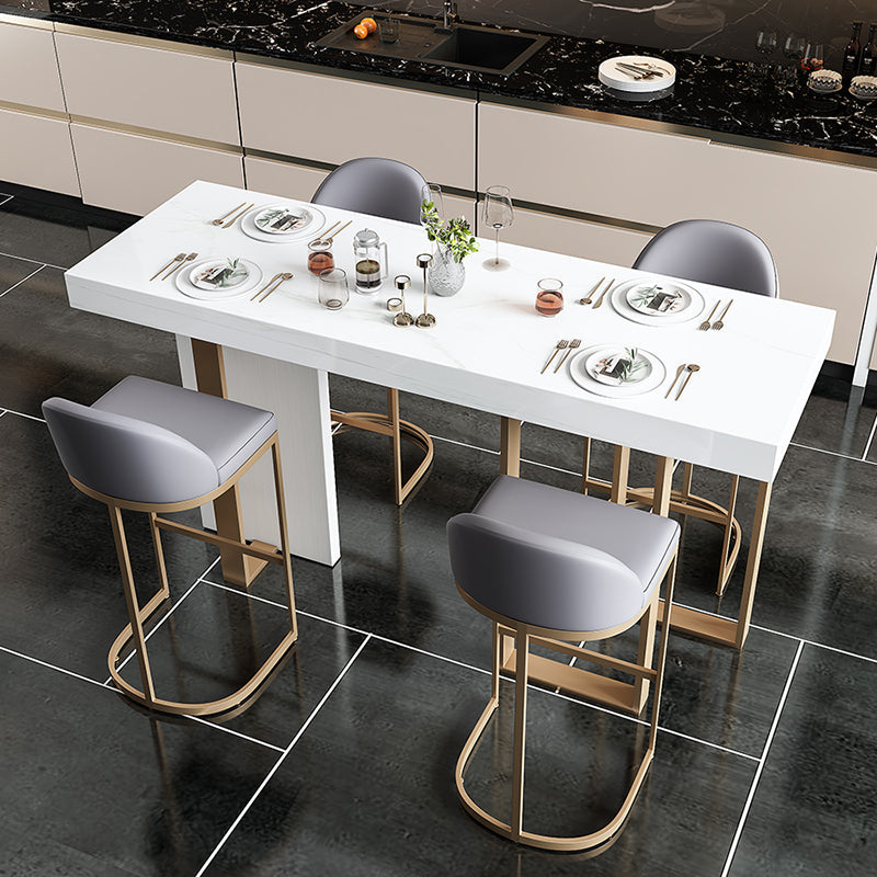 Glam Marble White Counter Height Table Rectangle Indoor Bistro Bar Table Without Chairs Clearhalo 'Bar Furniture' 'Bar Tables' 'bar_tables' 'furn' 'furn_bar_tables' 'Furniture' 'Kitchen & Dining Furniture' 5838922