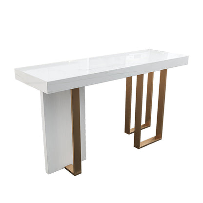 Glam Marble White Counter Height Table Rectangle Indoor Bistro Bar Table Without Chairs Clearhalo 'Bar Furniture' 'Bar Tables' 'bar_tables' 'furn' 'furn_bar_tables' 'Furniture' 'Kitchen & Dining Furniture' 5838923