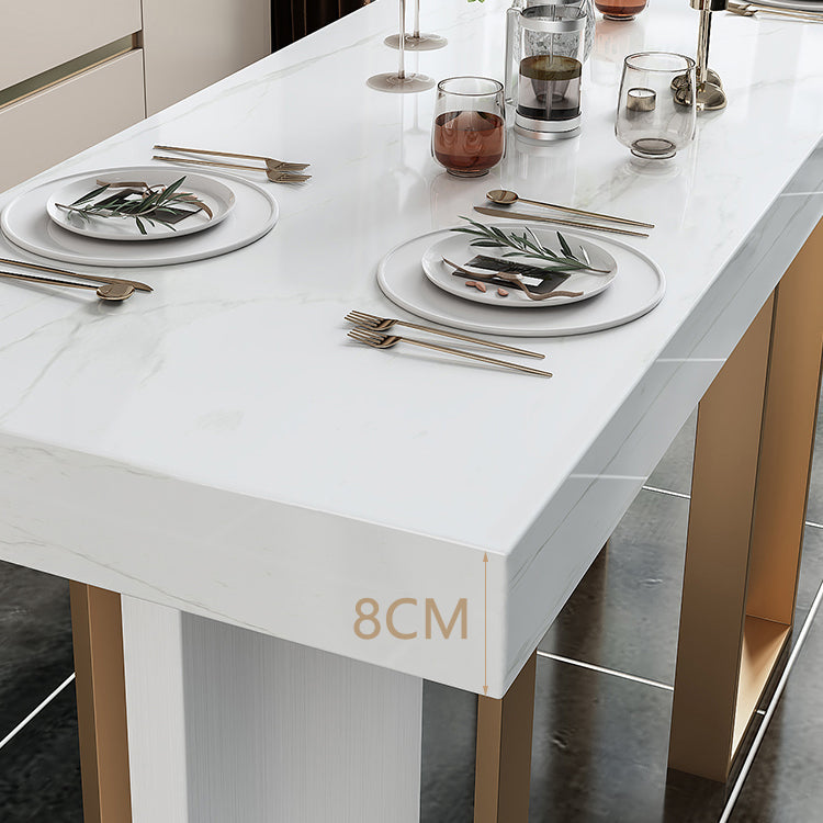 Glam Marble White Counter Height Table Rectangle Indoor Bistro Bar Table Clearhalo 'Bar Furniture' 'Bar Tables' 'bar_tables' 'furn' 'furn_bar_tables' 'Furniture' 'Kitchen & Dining Furniture' 5838924