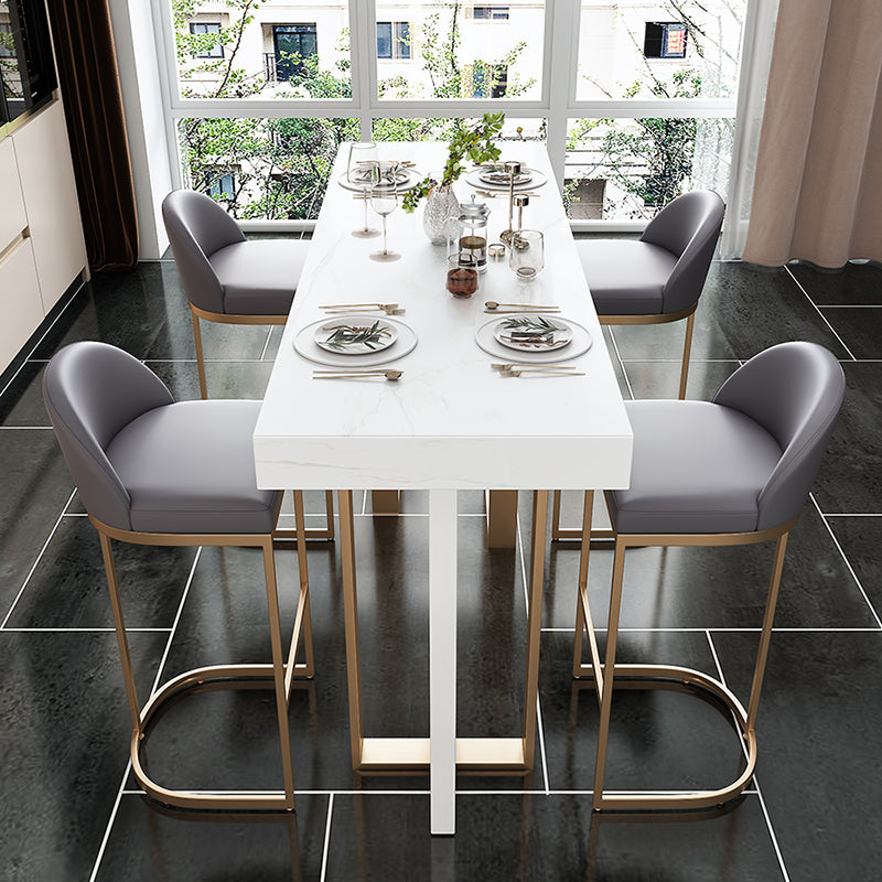 Glam Marble White Counter Height Table Rectangle Indoor Bistro Bar Table Clearhalo 'Bar Furniture' 'Bar Tables' 'bar_tables' 'furn' 'furn_bar_tables' 'Furniture' 'Kitchen & Dining Furniture' 5838927