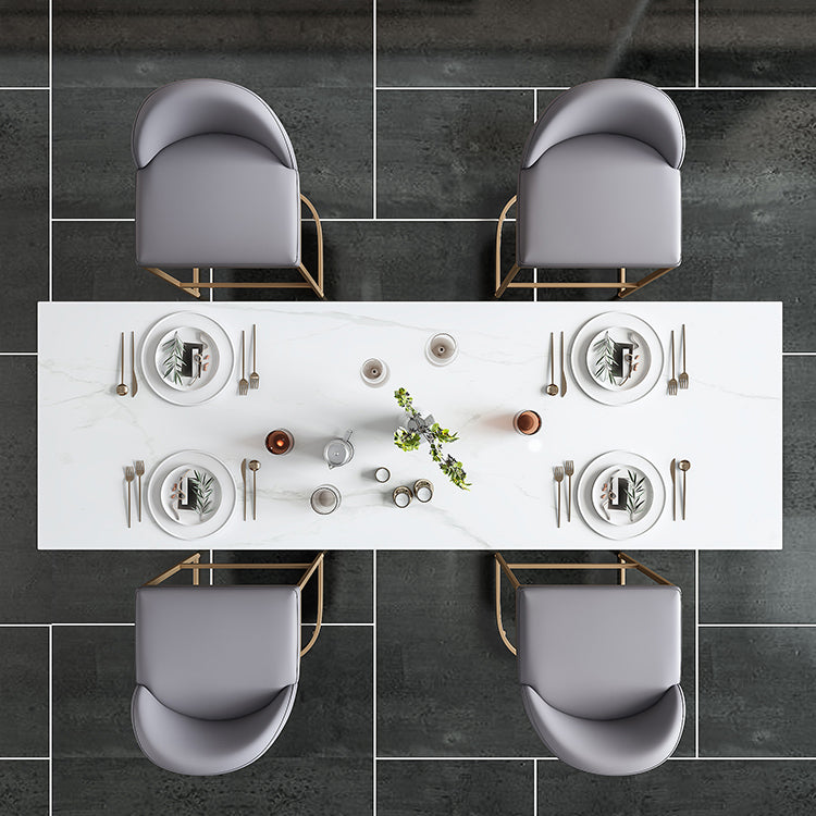 Glam Marble White Counter Height Table Rectangle Indoor Bistro Bar Table Clearhalo 'Bar Furniture' 'Bar Tables' 'bar_tables' 'furn' 'furn_bar_tables' 'Furniture' 'Kitchen & Dining Furniture' 5838928