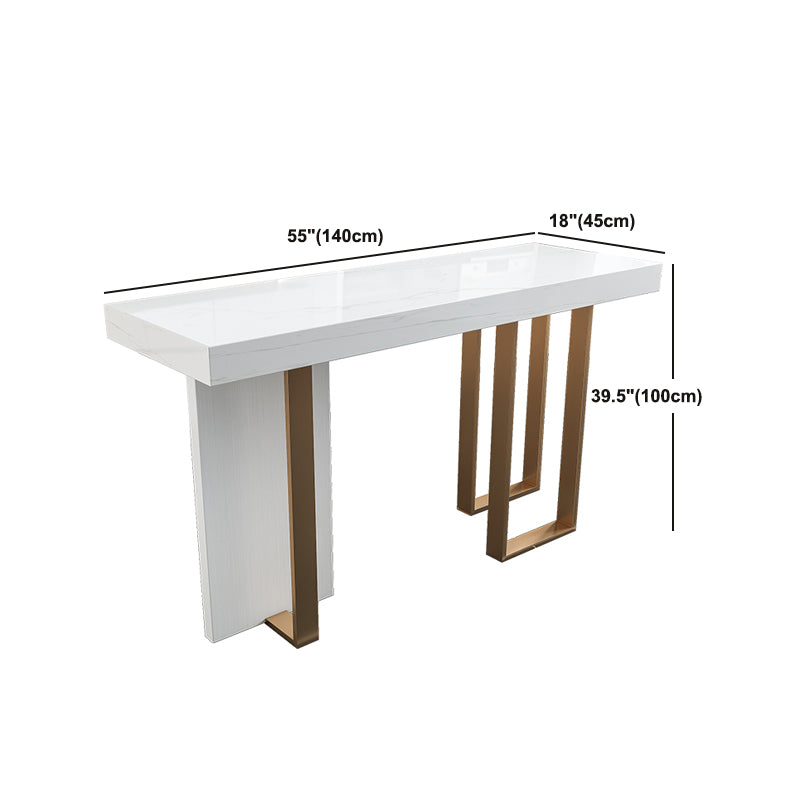 Glam Marble White Counter Height Table Rectangle Indoor Bistro Bar Table Clearhalo 'Bar Furniture' 'Bar Tables' 'bar_tables' 'furn' 'furn_bar_tables' 'Furniture' 'Kitchen & Dining Furniture' 5838930