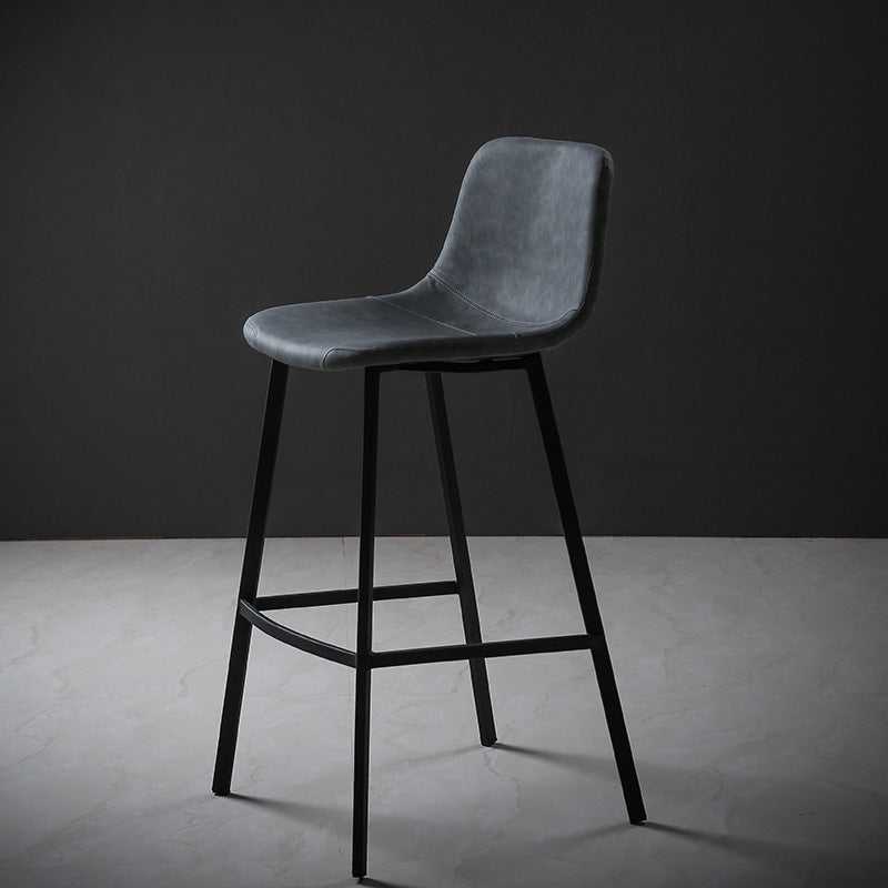 Faux Leather Saddle Seat Barstool Contemporary Armless Bar Stool with 4 Black Legs Grey 1 Piece Clearhalo 'Bar Furniture' 'Bar Stools' 'bar_stools' 'furn' 'furn_bar_stools' 'Furniture' 'Kitchen & Dining Furniture' 5838939