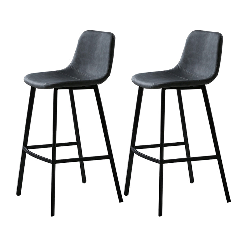 Faux Leather Saddle Seat Barstool Contemporary Armless Bar Stool with 4 Black Legs Grey 2 Piece Set Clearhalo 'Bar Furniture' 'Bar Stools' 'bar_stools' 'furn' 'furn_bar_stools' 'Furniture' 'Kitchen & Dining Furniture' 5838940