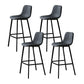 Faux Leather Saddle Seat Barstool Contemporary Armless Bar Stool with 4 Black Legs Grey 4 Piece Set Clearhalo 'Bar Furniture' 'Bar Stools' 'bar_stools' 'furn' 'furn_bar_stools' 'Furniture' 'Kitchen & Dining Furniture' 5838943