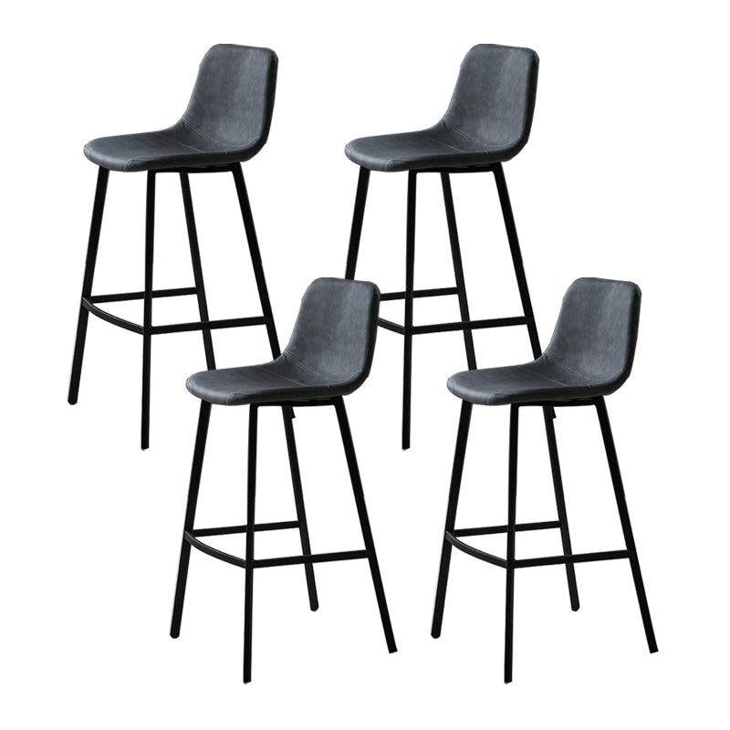 Faux Leather Saddle Seat Barstool Contemporary Armless Bar Stool with 4 Black Legs Grey 4 Piece Set Clearhalo 'Bar Furniture' 'Bar Stools' 'bar_stools' 'furn' 'furn_bar_stools' 'Furniture' 'Kitchen & Dining Furniture' 5838943