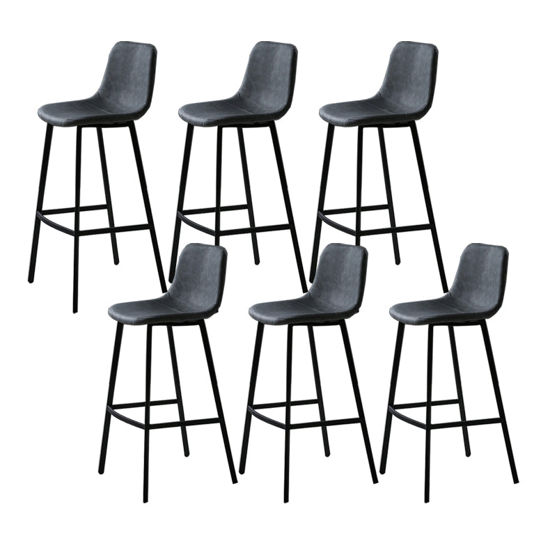 Faux Leather Saddle Seat Barstool Contemporary Armless Bar Stool with 4 Black Legs Grey 6 Piece Set Clearhalo 'Bar Furniture' 'Bar Stools' 'bar_stools' 'furn' 'furn_bar_stools' 'Furniture' 'Kitchen & Dining Furniture' 5838945