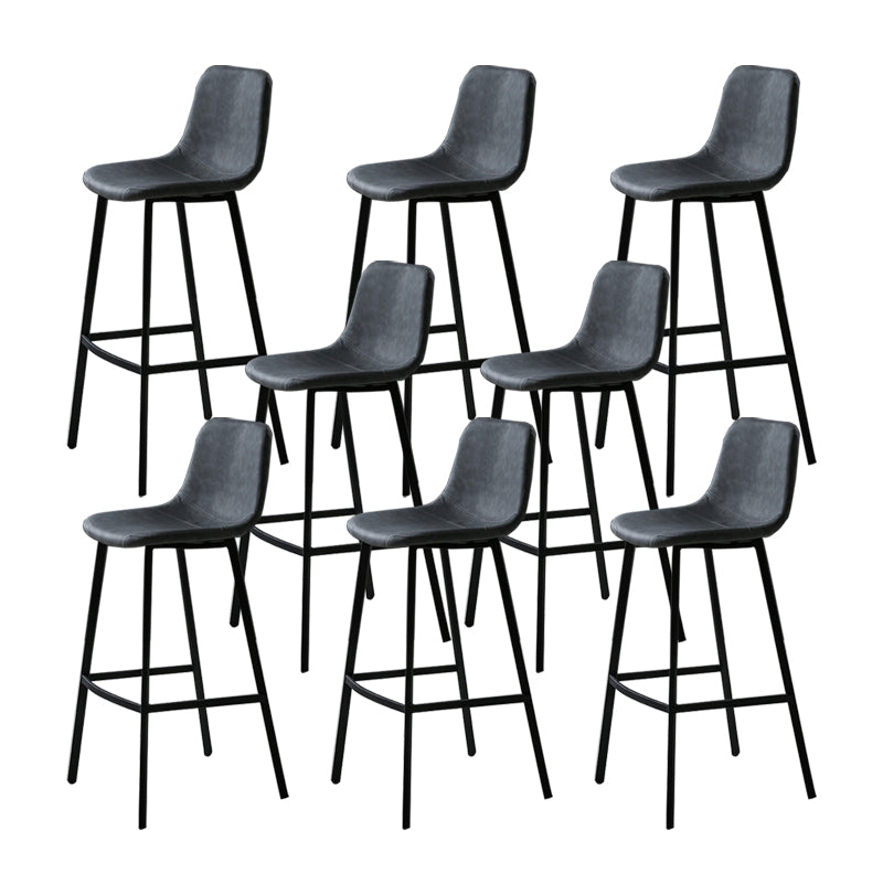 Faux Leather Saddle Seat Barstool Contemporary Armless Bar Stool with 4 Black Legs Grey 8 Piece Set Clearhalo 'Bar Furniture' 'Bar Stools' 'bar_stools' 'furn' 'furn_bar_stools' 'Furniture' 'Kitchen & Dining Furniture' 5838946