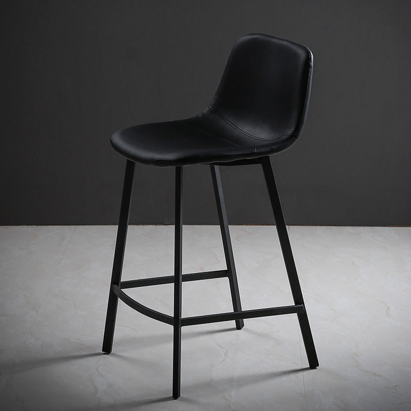 Faux Leather Saddle Seat Barstool Contemporary Armless Bar Stool with 4 Black Legs Black 1 Piece Clearhalo 'Bar Furniture' 'Bar Stools' 'bar_stools' 'furn' 'furn_bar_stools' 'Furniture' 'Kitchen & Dining Furniture' 5838949