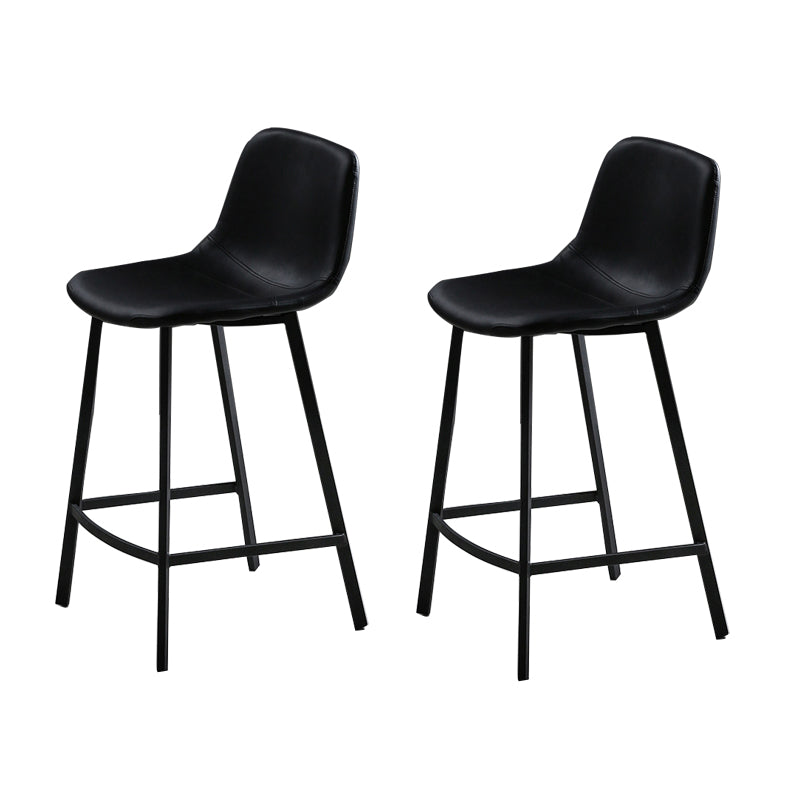 Faux Leather Saddle Seat Barstool Contemporary Armless Bar Stool with 4 Black Legs Black 2 Piece Set Clearhalo 'Bar Furniture' 'Bar Stools' 'bar_stools' 'furn' 'furn_bar_stools' 'Furniture' 'Kitchen & Dining Furniture' 5838950