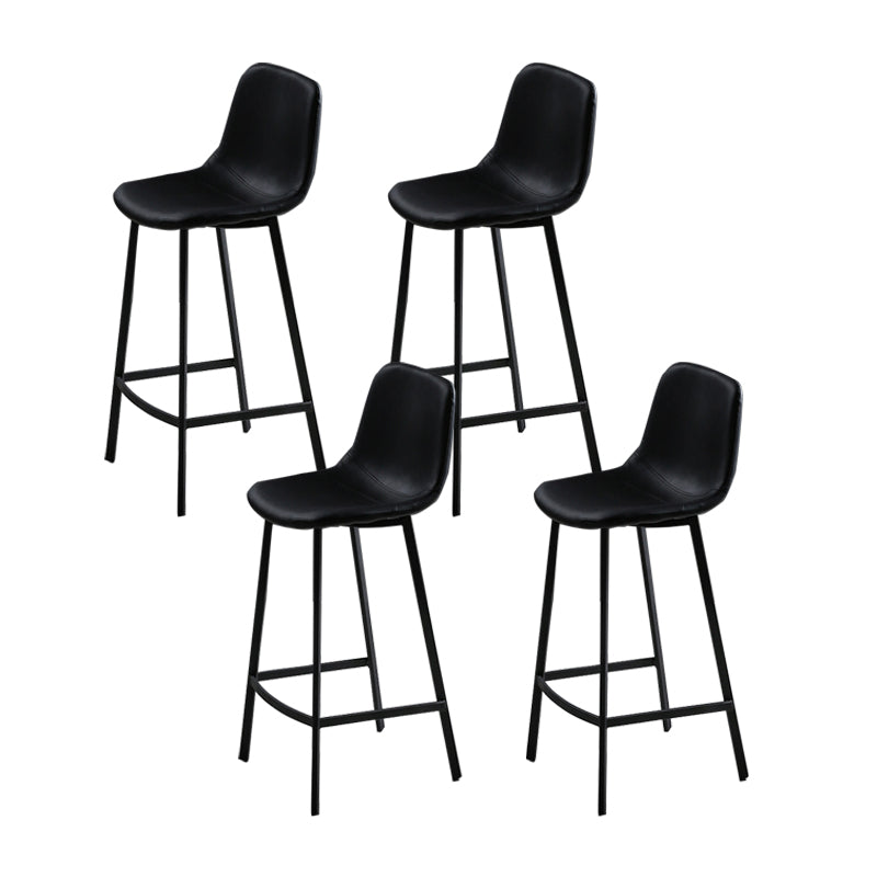 Faux Leather Saddle Seat Barstool Contemporary Armless Bar Stool with 4 Black Legs Black 4 Piece Set Clearhalo 'Bar Furniture' 'Bar Stools' 'bar_stools' 'furn' 'furn_bar_stools' 'Furniture' 'Kitchen & Dining Furniture' 5838953
