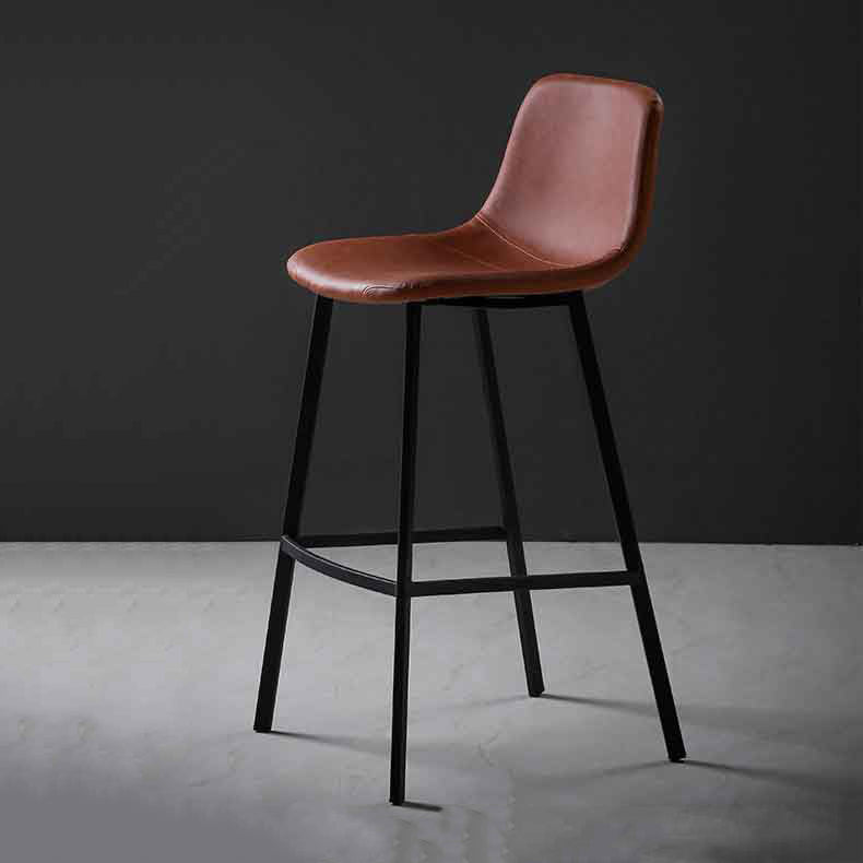 Faux Leather Saddle Seat Barstool Contemporary Armless Bar Stool with 4 Black Legs Clearhalo 'Bar Furniture' 'Bar Stools' 'bar_stools' 'furn' 'furn_bar_stools' 'Furniture' 'Kitchen & Dining Furniture' 5838954