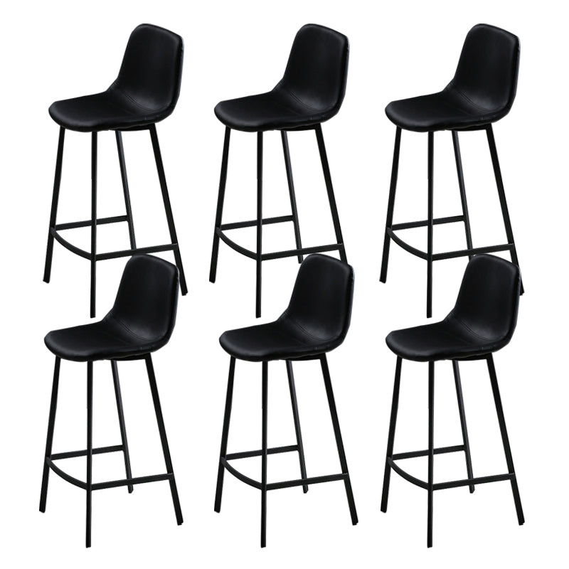 Faux Leather Saddle Seat Barstool Contemporary Armless Bar Stool with 4 Black Legs Black 6 Piece Set Clearhalo 'Bar Furniture' 'Bar Stools' 'bar_stools' 'furn' 'furn_bar_stools' 'Furniture' 'Kitchen & Dining Furniture' 5838955